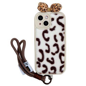Чехол Fluffy Leopard для iPhone 15 White - ash-mobile.com.ua - фото 1