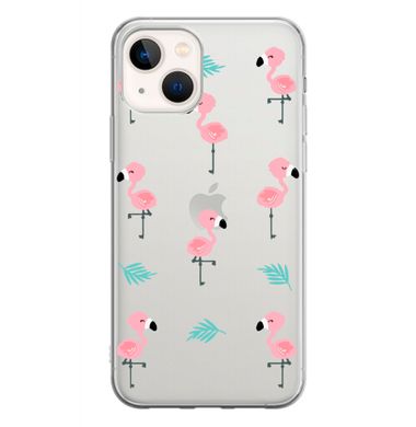 Чехол прозрачный Print SUMMER для iPhone 14 Flamingo