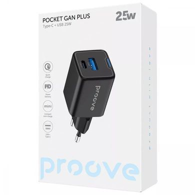 МЗП Proove Pocket GaN Plus 25W (Type-C + USB) Black - ash-mobile.com.ua - фото 2