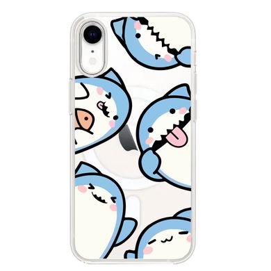 Чохол прозорий Print Shark with MagSafe для iPhone XR Shark More купити