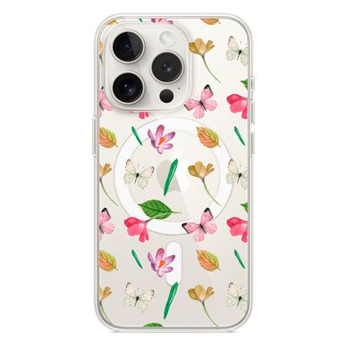 Чехол прозрачный Print Butterfly with MagSafe для iPhone 11 PRO MAX Pink/White - ash-mobile.com.ua - фото 1