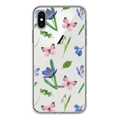 Чохол прозорий Print Butterfly для iPhone XS MAX Pink купити
