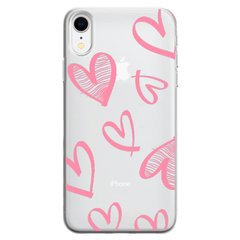 Чохол прозорий Print Love Kiss для iPhone XR Heart Pink купити