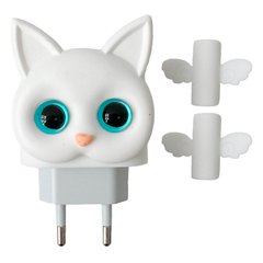 Защитный чехол для блока ЗУ + Клипса + Пружинка для кабеля Cat Head White