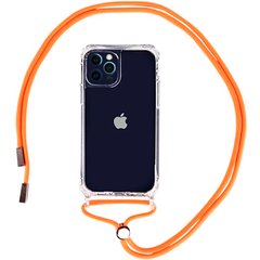 Чохол Crossbody Transparent на шнурку для iPhone 14 Orange