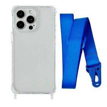 Чехол прозрачный с ремешком для iPhone 17 Blue