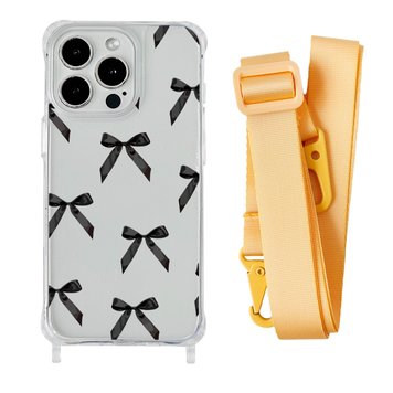 Чохол прозорий з ремінцем Print Mood swings для iPhone 15 Plus Bow Black/Yellow - ash-mobile.com.ua - фото 1