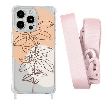 Чохол прозорий з ремінцем Print Leaves для iPhone X | XS Flowerpot/Pink Sand - ash-mobile.com.ua - фото 1