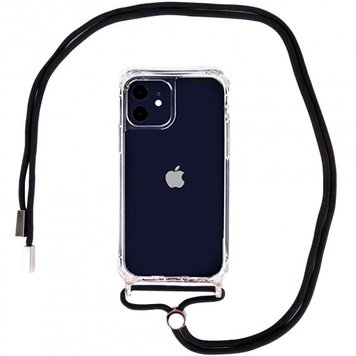 Чохол Crossbody Transparent на шнурку для iPhone 12 MINI Black - ash-mobile.com.ua - фото 1