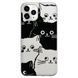 Чохол прозорий Print Animals для iPhone 15 PRO Cats Black/White - ash-mobile.com.ua - фото 1