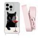 Чохол прозорий з ремінцем Print Mood swings для iPhone X | XS Cat Wine/Pink Sand