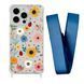 Чохол прозорий з ремінцем Print Flower для iPhone 13 PRO MAX Sunflower/Blue Cobalt