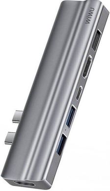 Переходник для Macbook USB-C хаб WIWU T9 8 in 1 Gray купить