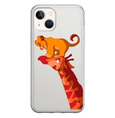 Чехол прозрачный Print Lion King для iPhone 15 Giraffe/Simba