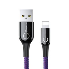 Кабель Baseus C-Shaped Light Intelligent Power-Off Lightning 2.4A (1m) Purple купити