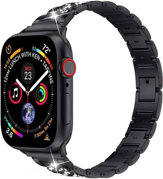 Ремінець 3-bead Diamond Metal Band для Apple Watch 38mm | 40mm | 41mm Black - ash-mobile.com.ua - фото 1