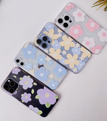 Чохол прозорий Print Flower Color для iPhone 12 MINI Purple купити