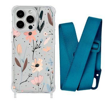 Чохол прозорий з ремінцем Print Flower для iPhone X | XS Floral Dream/Forest Green - ash-mobile.com.ua - фото 1