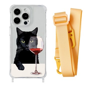 Чохол прозорий з ремінцем Print Mood swings для iPhone 15 Plus Cat Wine/Yellow - ash-mobile.com.ua - фото 1