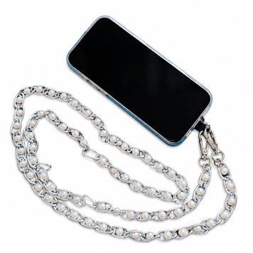 Ремінець для смартфону Metal crossbody chain with 8mm pearl - Silver - ash-mobile.com.ua - фото 1