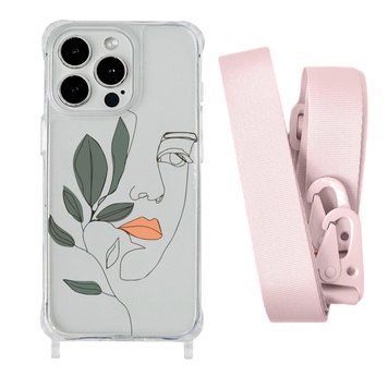 Чохол прозорий з ремінцем Print Leaves для iPhone 11 PRO MAX Face/Pink Sand - ash-mobile.com.ua - фото 1