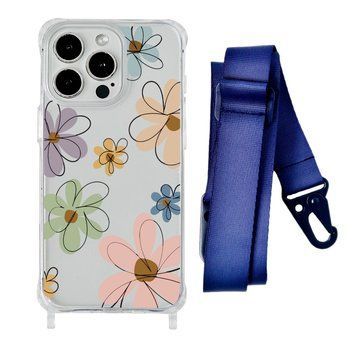 Чехол прозрачный с ремешком Print Flower для iPhone X | XS Spring Breeze/Midnight Blue - ash-mobile.com.ua - фото 1
