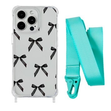 Чохол прозорий з ремінцем Print Mood swings для iPhone 15 Plus Bow Black/Spearmint - ash-mobile.com.ua - фото 1