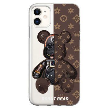 Чохол прозорий Print Robot Bear для iPhone 12 MINI Brown - ash-mobile.com.ua - фото 1
