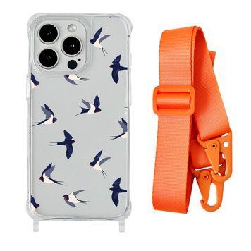 Чохол прозорий з ремінцем Print Happy Nice для iPhone 11 PRO Swallows/Orange - ash-mobile.com.ua - фото 1