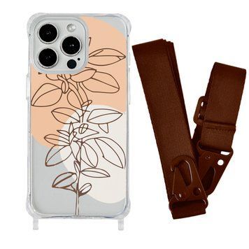 Чохол прозорий з ремінцем Print Leaves для iPhone X | XS Flowerpot/Brown - ash-mobile.com.ua - фото 1