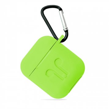 Чохол силіконовий LOGO з карабіном для AirPods 1 | 2 Lime Green - ash-mobile.com.ua - фото 1