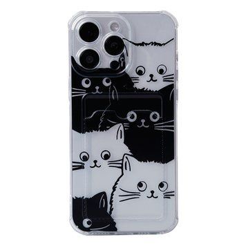 Чехол прозрачный с карманом ASH PRINT для iPhone 17 PRO MAX Cats Black/White