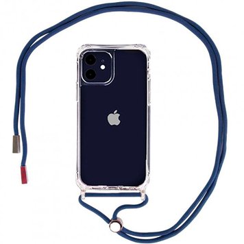 Чохол Crossbody Transparent на шнурку для iPhone 12 MINI Blue - ash-mobile.com.ua - фото 1