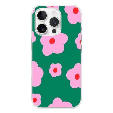 Чехол прозрачный Print Flower Color with MagSafe для iPhone 16 PRO MAX Flower Green - ash-mobile.com.ua - фото 2