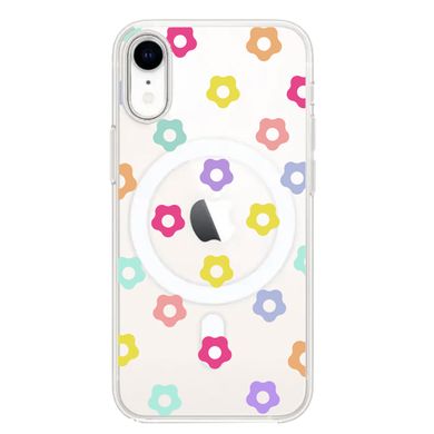 Чехол прозрачный Print Flower Color with MagSafe для iPhone XR Flower rainbow - ash-mobile.com.ua - фото 1