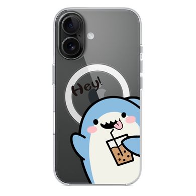 Чехол прозрачный Print Shark with MagSafe для iPhone 16 Plus Shark Cocktail - ash-mobile.com.ua - фото 4