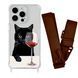 Чохол прозорий з ремінцем Print Mood swings для iPhone X | XS Cat Wine/Brown