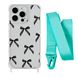 Чохол прозорий з ремінцем Print Mood swings для iPhone 15 Plus Bow Black/Spearmint