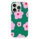 Чехол прозрачный Print Flower Color with MagSafe для iPhone 16 PRO MAX Flower Green