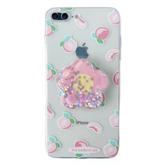 Чохол Popsocket Flower Peach Case для iPhone 7 Plus | 8 Plus Clear Pink купити