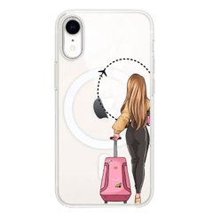Чехол прозрачный Print Adventure Girls with MagSafe для iPhone XR Pink Bag купить