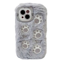 Чохол Fluffy Cute Case для iPhone 14 Paw Grey
