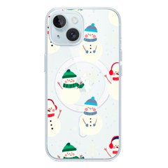 Чехол прозрачный Print NEW YEAR with MagSafe для iPhone 15 Snowmen