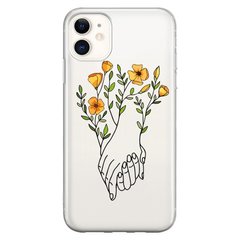 Чехол прозрачный Print Leaves для iPhone 12 MINI Hands Flower купить