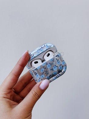 Чехол Flower Case для AirPods 3 Blue/Silver - ash-mobile.com.ua - фото 2