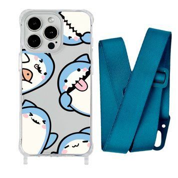 Чохол прозорий з ремінцем Print Shark для iPhone 14 PRO Shark More/Forest Green - ash-mobile.com.ua - фото 1