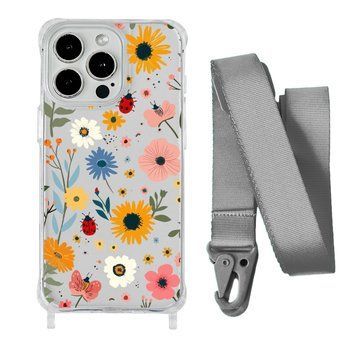 Чохол прозорий з ремінцем Print Flower для iPhone 14 PRO MAX Sunflower/Silver - ash-mobile.com.ua - фото 1