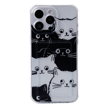 Чехол прозрачный с карманом ASH PRINT для iPhone X | XS Cats Black/White - ash-mobile.com.ua - фото 1