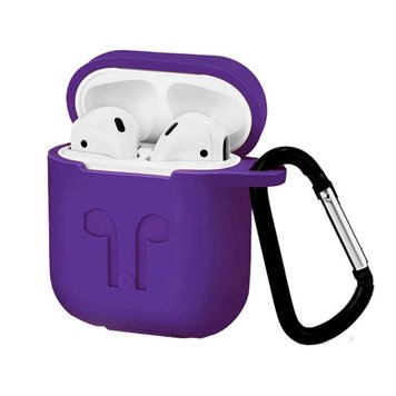 Чохол силіконовий LOGO з карабіном для AirPods 1 | 2 Ultraviolet - ash-mobile.com.ua - фото 1