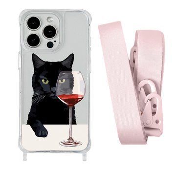 Чехол прозрачный с ремешком Print Mood swings для iPhone 16 PRO MAX Cat Wine/Pink Sand - ash-mobile.com.ua - фото 1